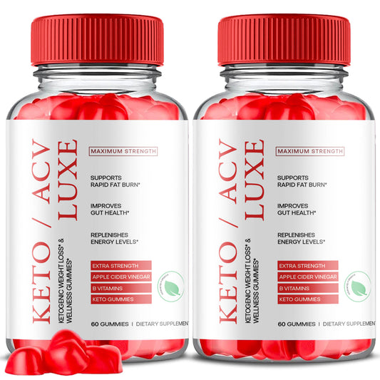 (2 Pack) Luxe Keto ACV Gummies - Energy & Focus Boosting Dietary Supplements for Weight Management & Metabolism - Fat Burn - 120 Gummies - Nutricity.com.au
