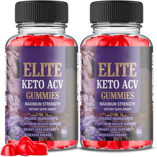 (2 Pack) Elite Keto ACV Gummies - Supplement for Weight Loss - Energy & Focus Boosting Dietary Supplements for Weight Management & Metabolism - Fat Burn - 120 Gummies - Nutricity.com.au