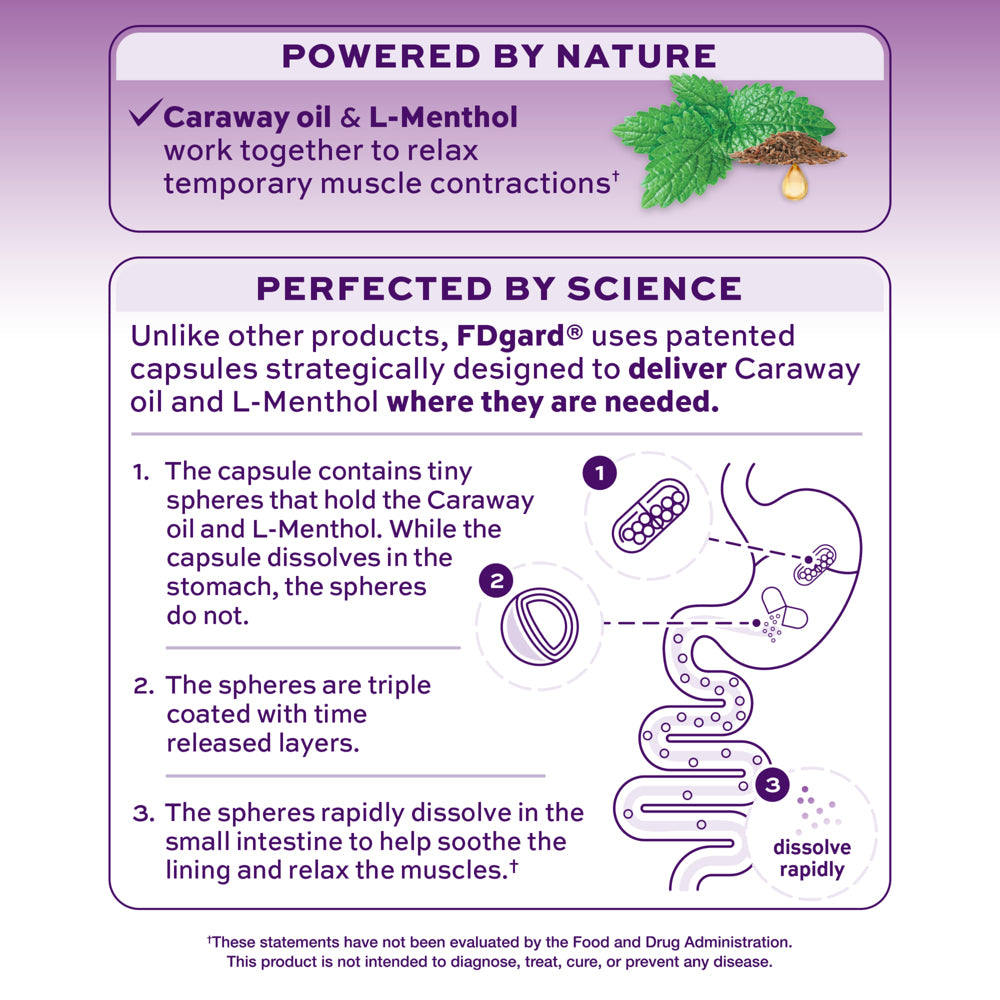 Fdgard Digestive Health Supplement with Caraway Oil & L-Menthol for Occasional Nausea, Bloating & Upset Stomach†, 36Ct (Packaging May Vary)