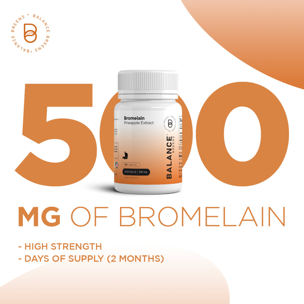 Bromelain 500Mg, 180 Capsules - Pineapple Extract Digestive Enzyme - Supports Digestion and Joint Support Supplement - by Balance Breens