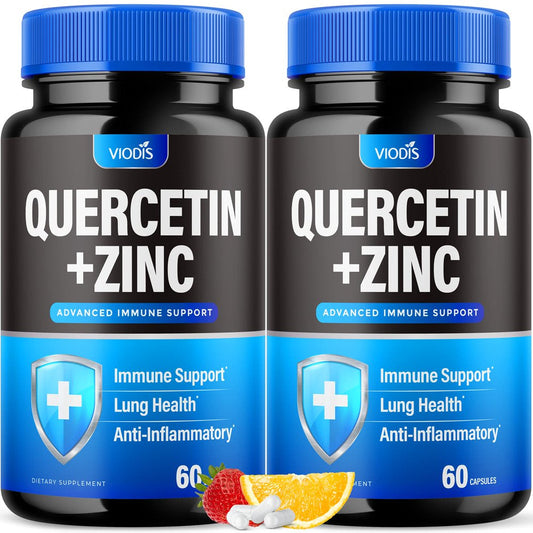 (2 Pack) Quercetin 500Mg with Zinc - Immune System Booster, Lung Support Supplement for Adults Kids - Immunity Defense (120 Capsules) - Nutricity.com.au