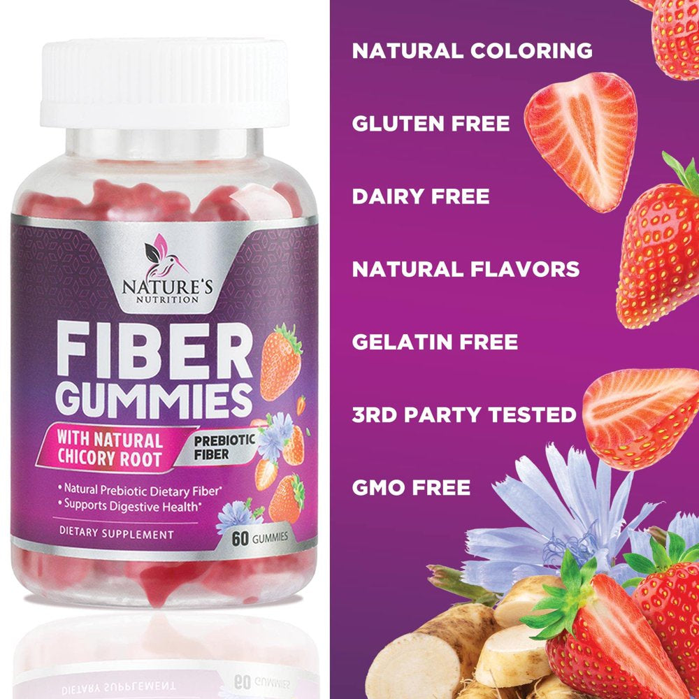 Fiber Gummies for Adults, Fiber 4G Gummy - Daily Prebiotic Supplement & Digestive Health Support, Supports Regularity & Natural Prebiotic Fiber Gummy, Plant Based Fiber, Strawberry Flavor - 60 Gummies