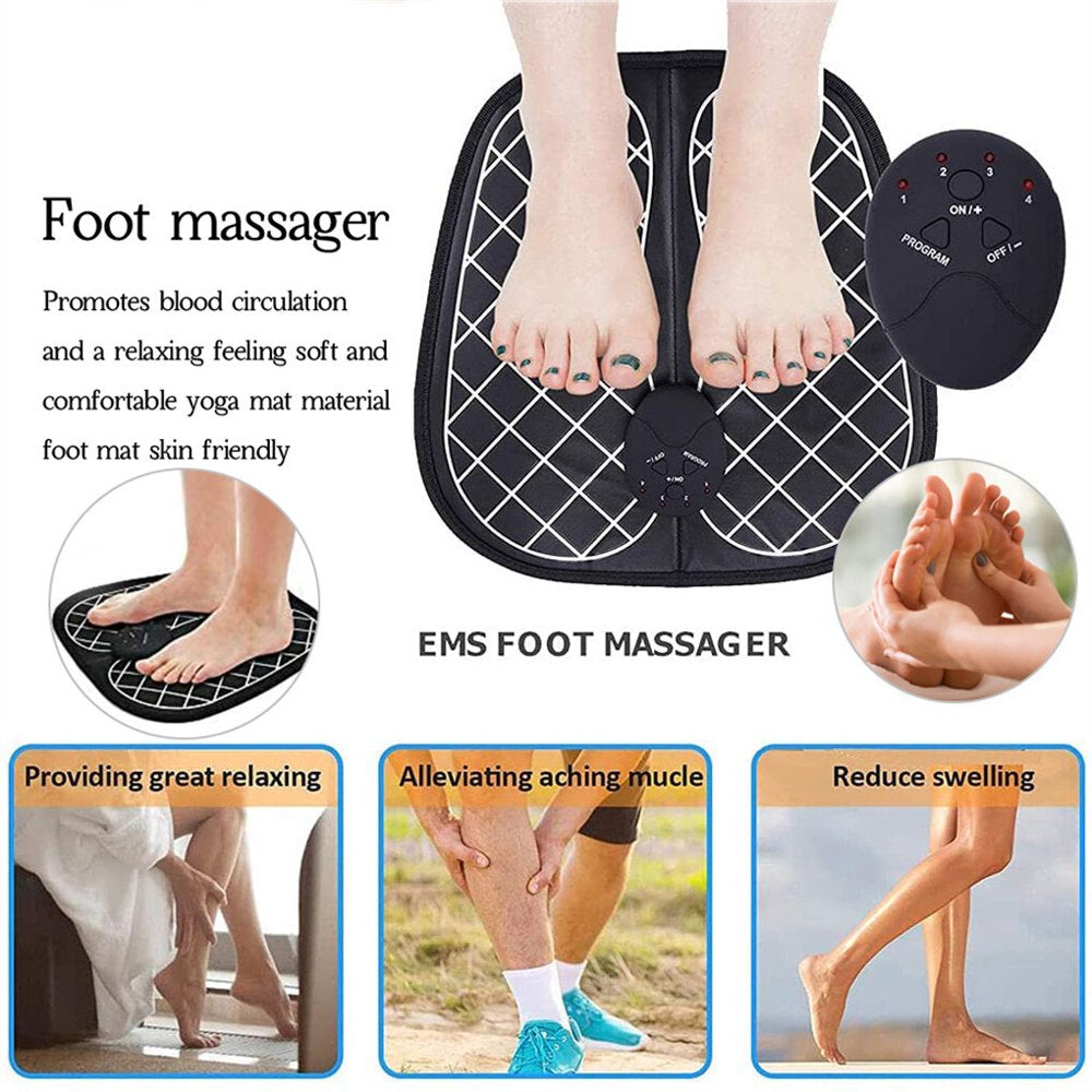 Electric Foot Massager Machine, Portable Chargeable Foot Circulation Massager, Automatic Massage, 6 Modes, for Circulation Relaxing Fibromyalgia Painful Diabetic Neuropathy