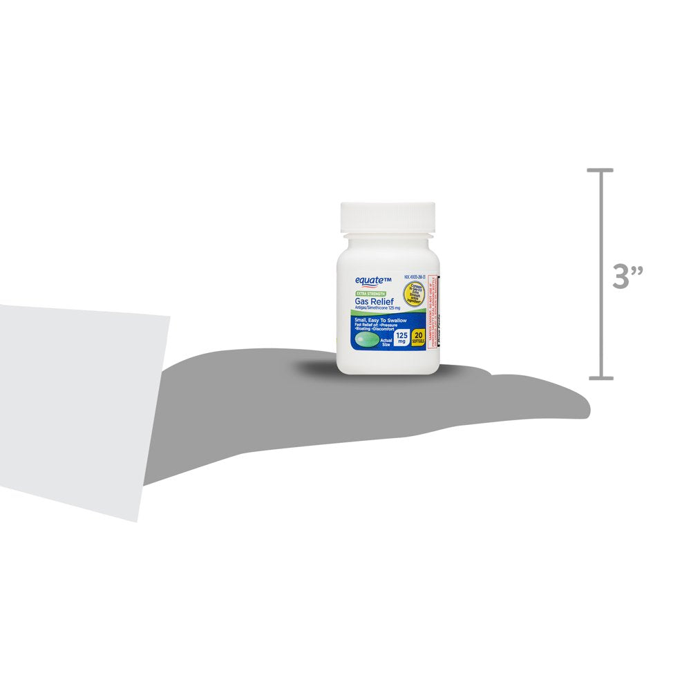 Equate Gas Relief, Simethicone 125 Mg, Extra Strength Softgels, 20 Count