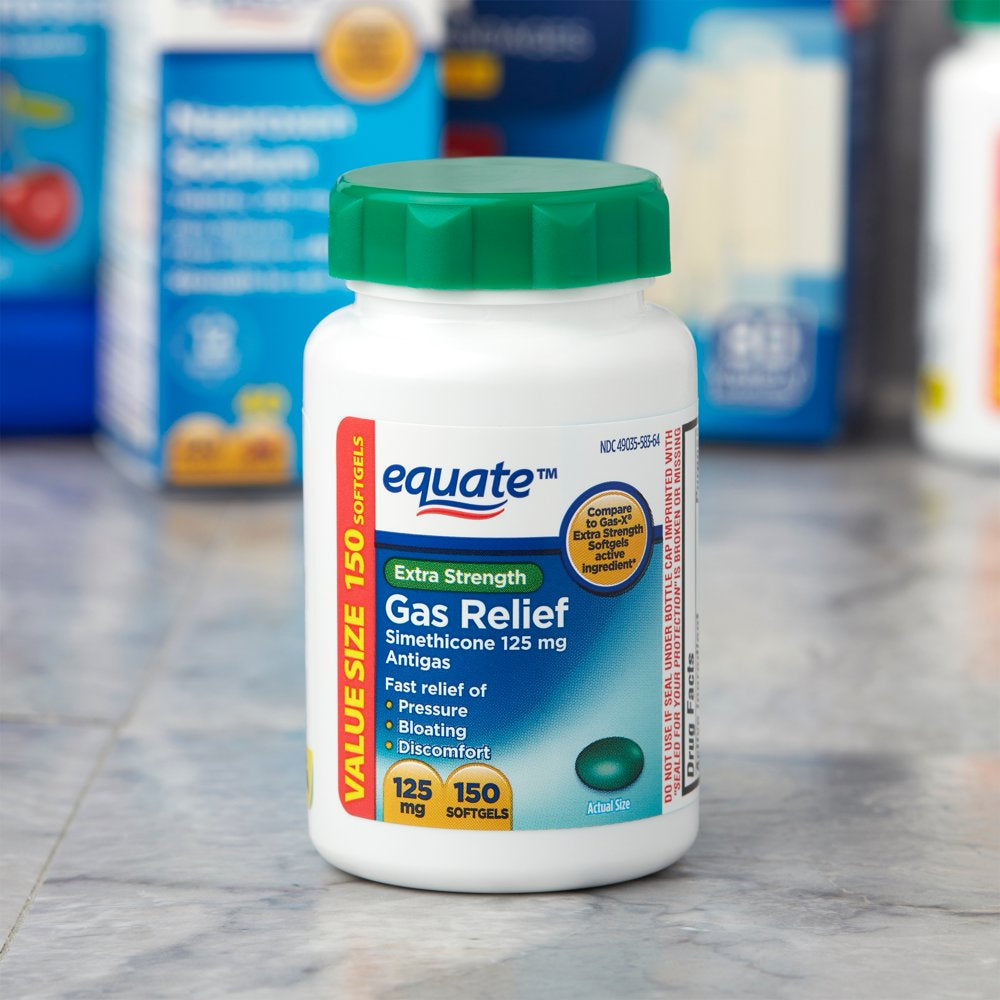 Equate Extra Strength Gas Relief Softgels Value Size, 125 Mg, 150 Count