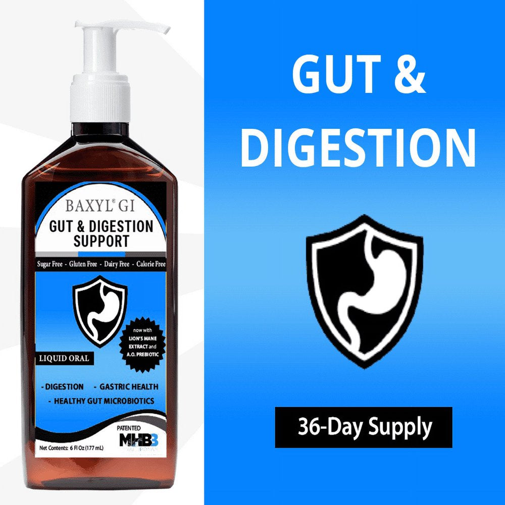 Baxyl GI - Gut Health & Digestive Support Liquid with Prebiotic - 36 Day Supply