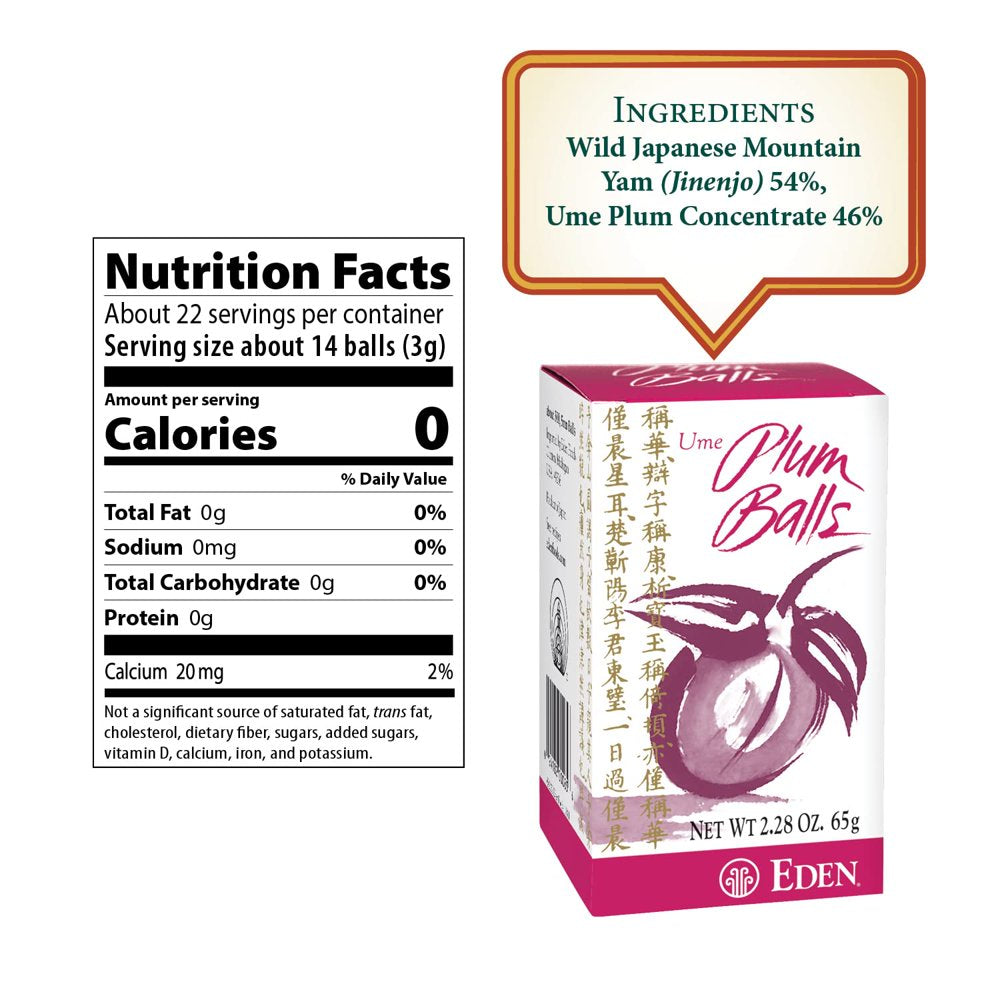 Eden Ume Plum Balls, SR25 Ume Plum Concentrate and Jinenjo Wild Mountain Yam, 300 Quarter Gram Balls, 2.28 Oz