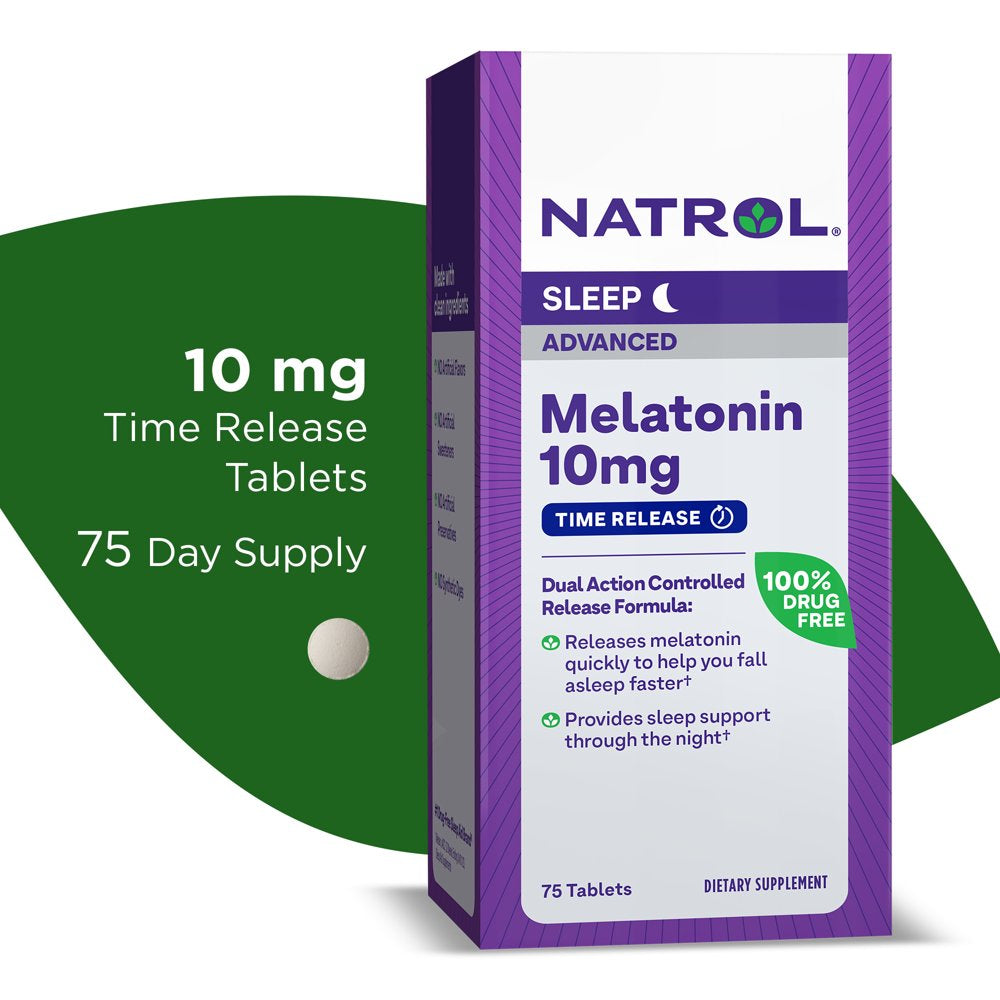 Natrol Melatonin Advanced Sleep Aid Time Release Tablets, Drug-Free, 10Mg, 75 Count