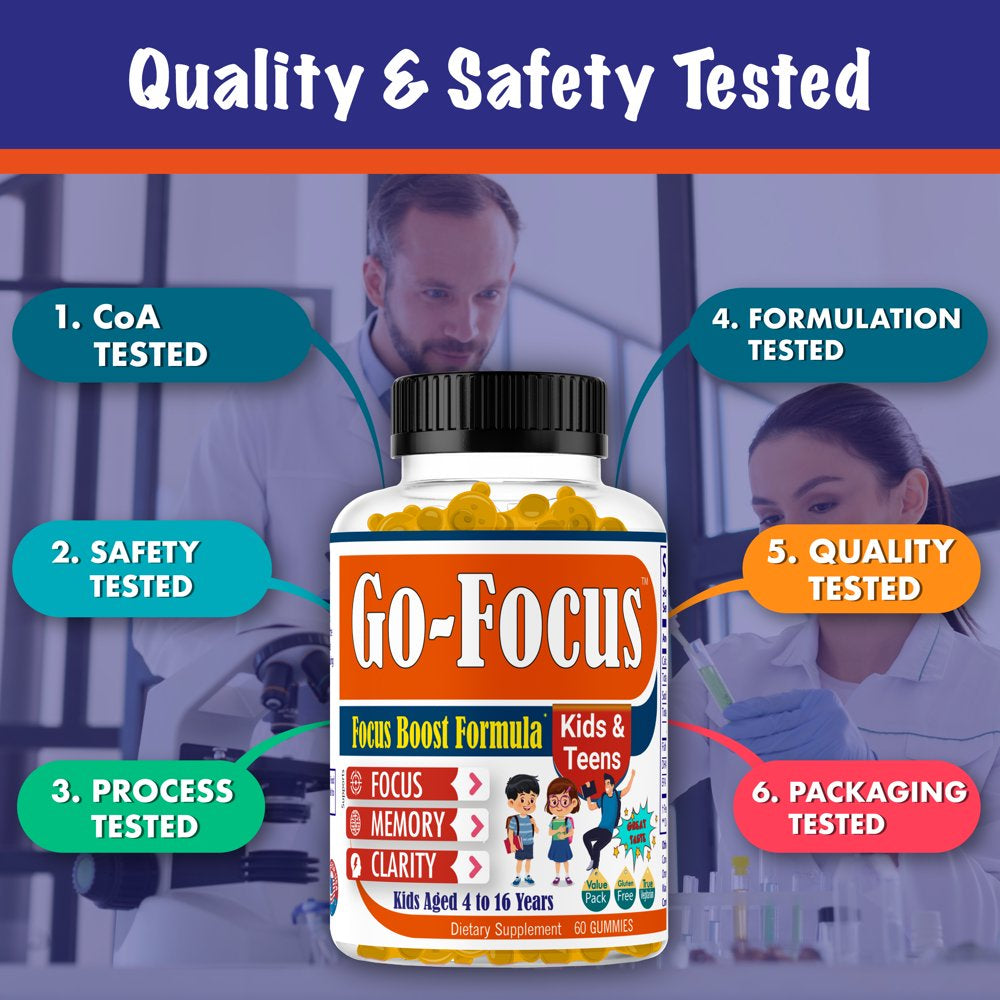 Brightkids Go Focus Kids Brain Supplements for Memory and Focus, Brain Health Supplements for Kids, Memory Booster Brain Focus Supplement for Kids & Teens- 60 Gummies by Celebrity Lifestyle
