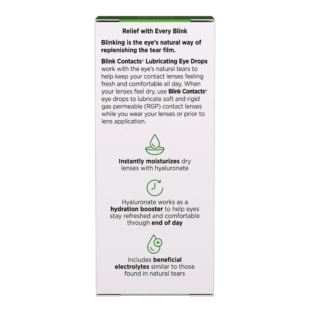 Blink Contacts Lubricating Eye Drops for Soft & Rgp Lenses, 0.34 Fl. Oz.