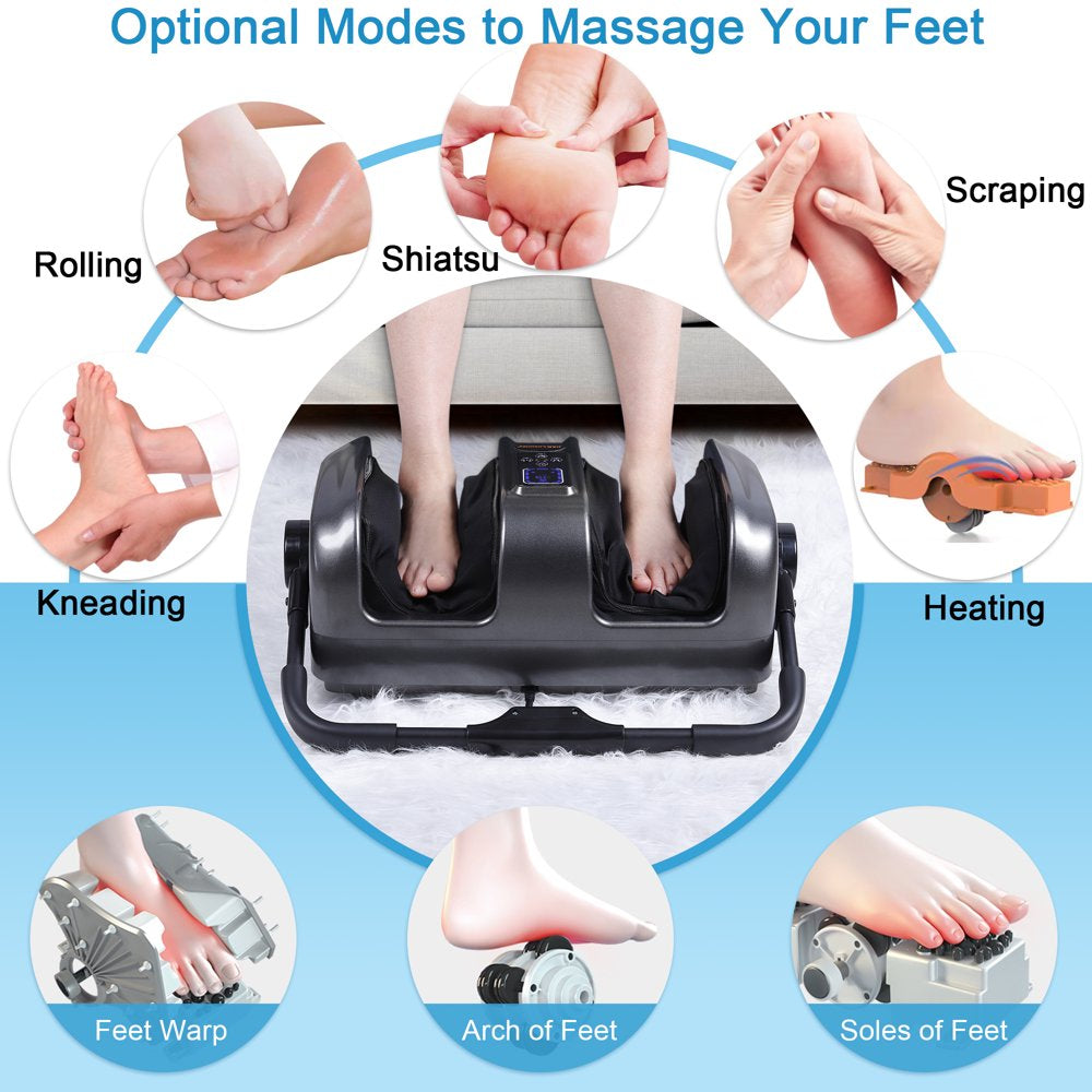 Electric Shiatsu Foot Massager Machine with Heat and Remote for Pain Relief, Kneading and Rolling Leg and Calf Circulation Massage for Plantar Fasciitis and Neuropathy, Gifts for Mother Women Men