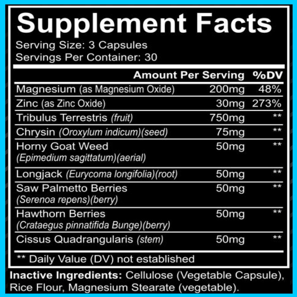 Alphafx Advanced Testosterone Booster Estrogen Blocker Supplement for Men - Libido Support with Tribulus Terrestris, Increased Energy, Stamina, Strength - 3-Pack