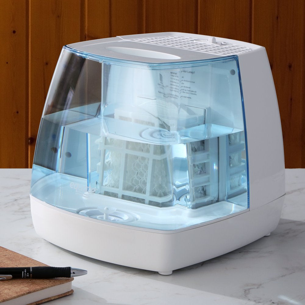 Equate 1.1 Gallon 250 Sq Ft Invisible Cool Mist Humidifier, White & Blue