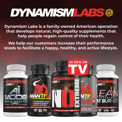 Dynamism Labs NO Extreme - Nitric Oxide Booster, Increased Blood Flow, Improve Your Workouts, Niacin, Vitamin B6, Vitamin B12, A-AKG, OKG, GKG, A-KIC, Zinc, 120Ct