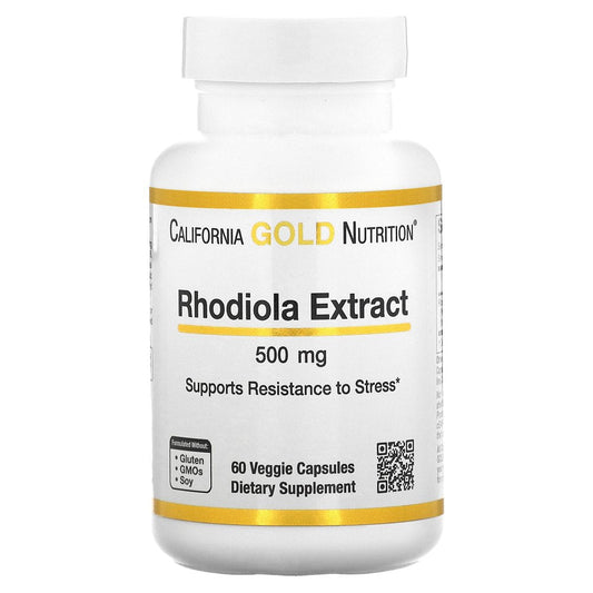 California Gold Nutrition Rhodiola Extract, 500 Mg, 60 Veggie Capsules