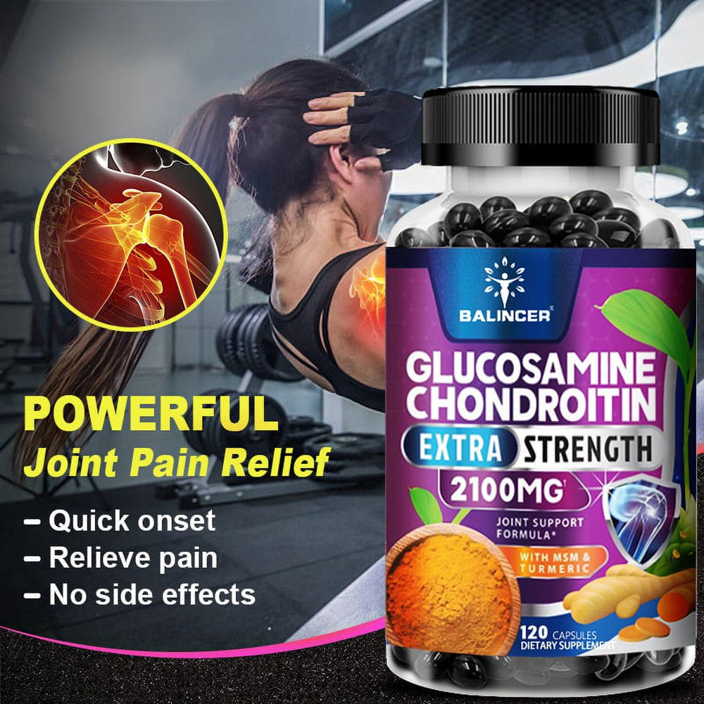 BALINCER Glucosamine Chondroitin MSM, Triple Strength 2100Mg Joint Supplement with Turmeric Non-Gmo