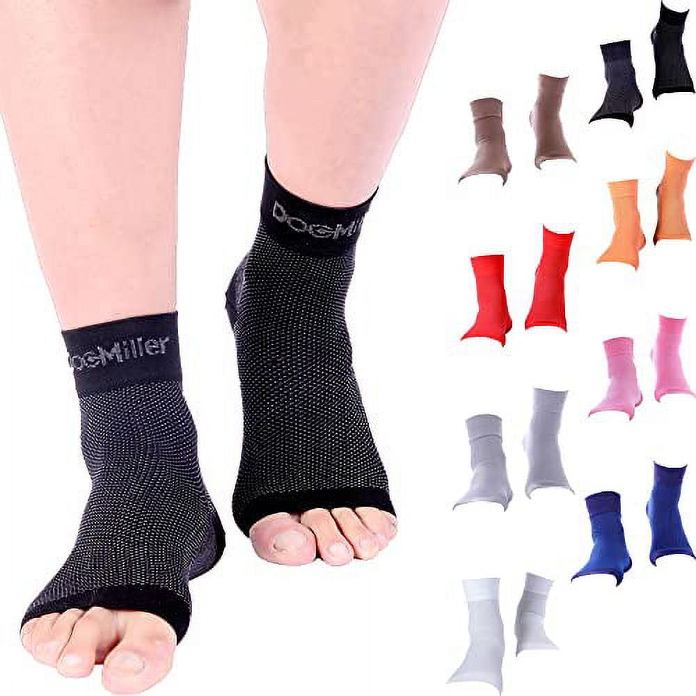 Doc Miller Ankle Compression Sleeve - Heel Brace for Heel Pain - Plantar Fasciitis Foot Wrap for Ankle Support and Neuropathy Relief - 1 Pair Black Plantar Fasciitis Wrap - X-Large Size