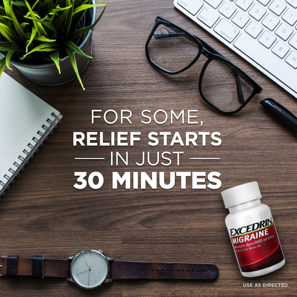 Excedrin Migraine Medicine Caplets for Migraine Headache Relief, 100 Count