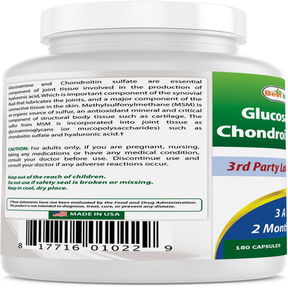 2 Pack Best Naturals Glucosamine, Chondroitin & MSM 180 Capsules | Joint Support