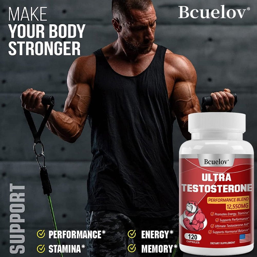 Bcuelov Men'S Test Booster - Natural Stamina, Mood & Strength Booster Testosterone Booster - 30/60/120 Capsules