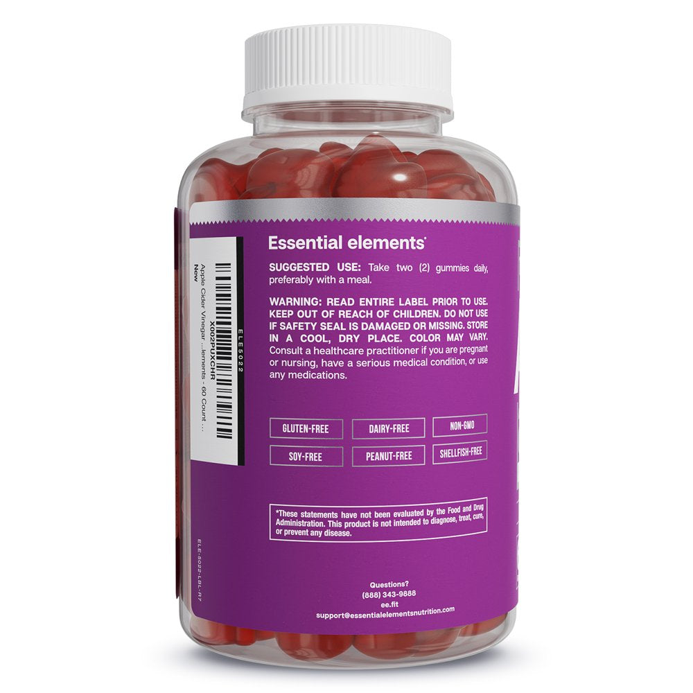 Essential Elements Apple Cider Vinegar Gummies Dietary Supplement, 60 Count