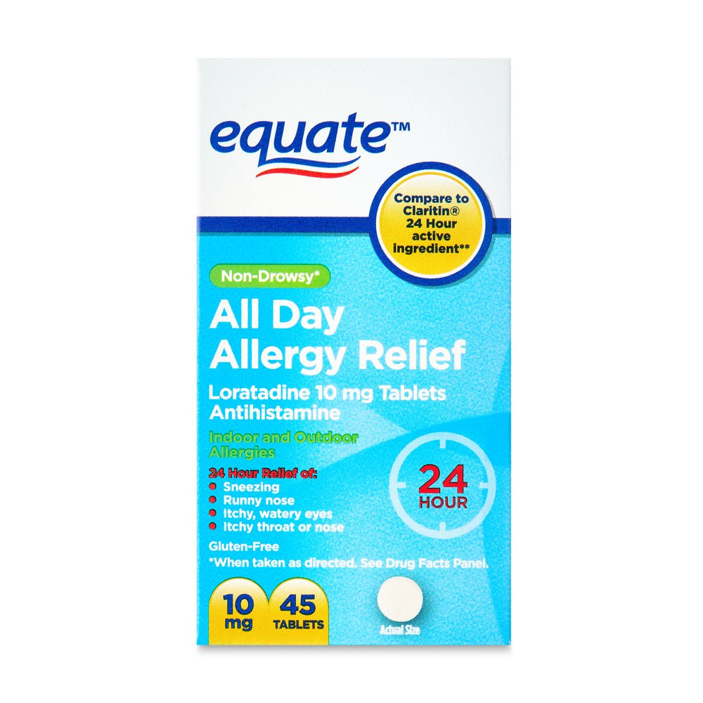 Equate Allergy Relief Loratadine Tablets 10 Mg, Antihistamine, 45 Count