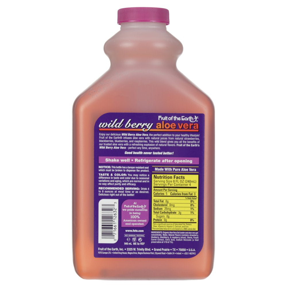 Fruit of the Earth Aloe Vera Drink, Wild Berry, 32 Fl Oz, 1 Count