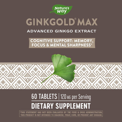 Nature'S Way Ginkgold Max Advanced Ginkgo Extract for Mental Sharpness*, 1X Daily, 120 Mg, 60 Count