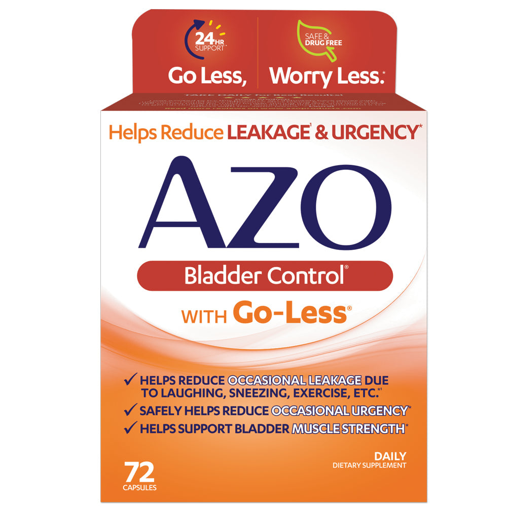 AZO Bladder Control with Go-Less Daily Supplement, Helps Reduce Occasional Urgency* and Leakage†††, 72 Capsules