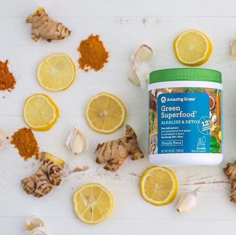 Amazing Grass Alkalize & Detox Green Superfood Powder, Simply Pure, 8.5 Oz