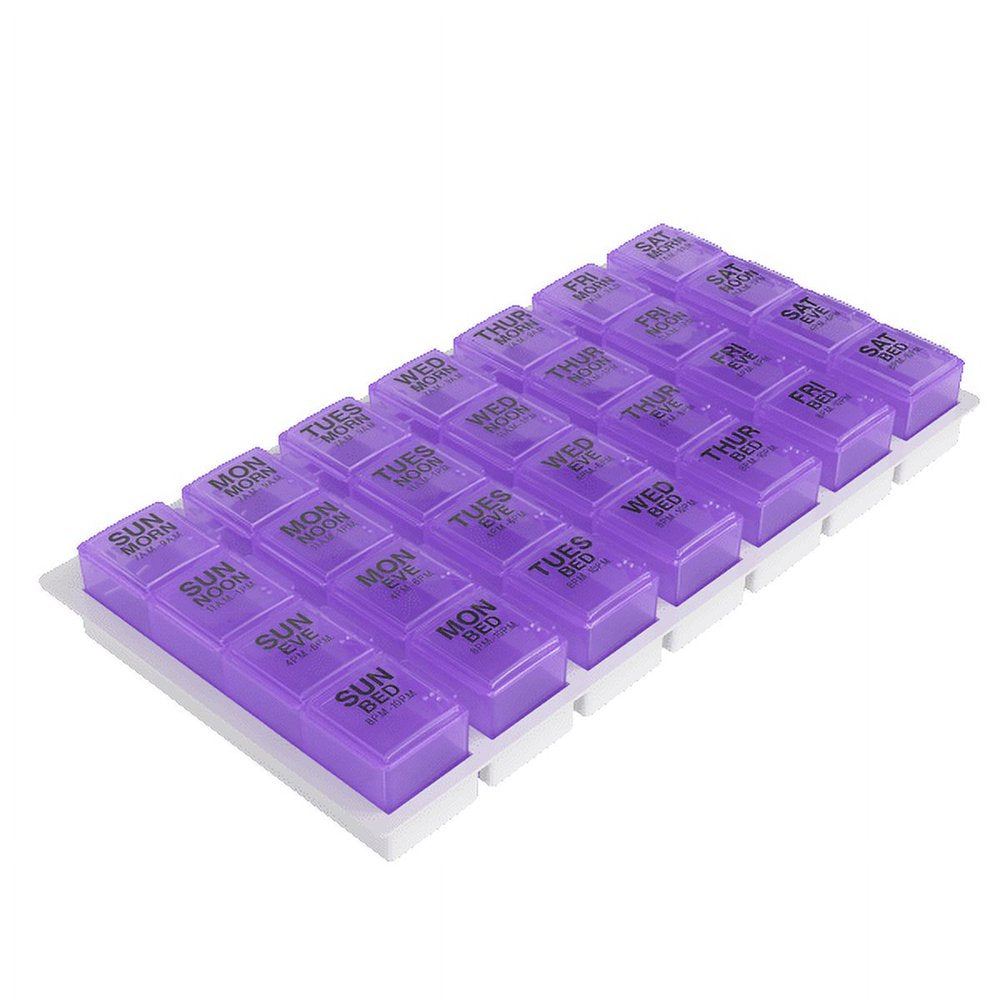 Ezy Dose Weekly (7-Day) Pill Organizer, Large Pop-Out Compartments, 4 Times a Day (Large)