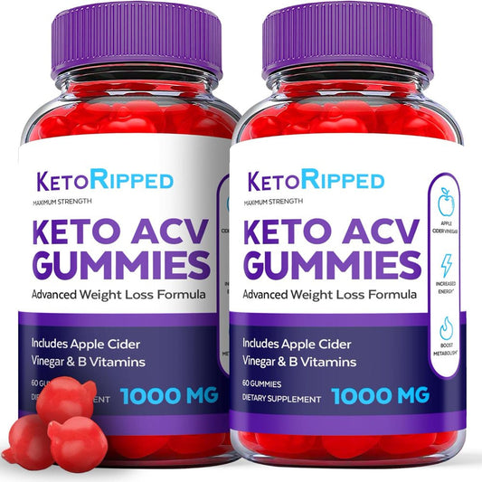 (2 Pack) Keto Ripped Keto ACV Gummies - Apple Cider Vinegar Supplement for Weight Loss - Energy & Focus Boosting Dietary Supplements for Weight Management & Metabolism - Fat Burn - 120 Gummies - Nutricity.com.au