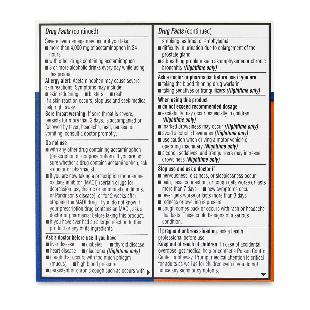 Equate Non-Drowsy Daytime and Nighttime Multi-Symptom Cold Caplets, 24 Count