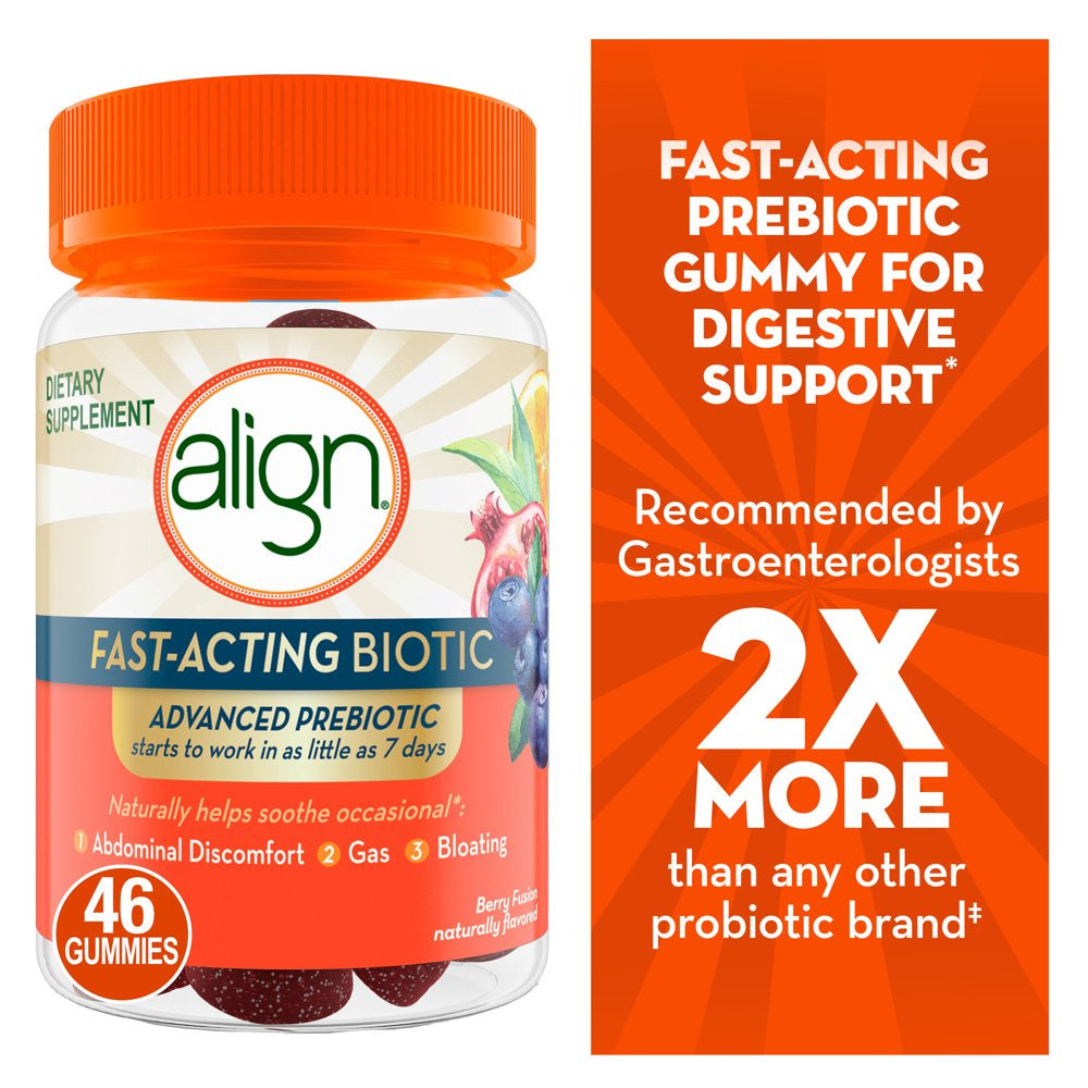 Align Advanced Prebiotic Gummies, Dietary Supplement for Women and Men, Fast-Acting Biotic, 46 Ct