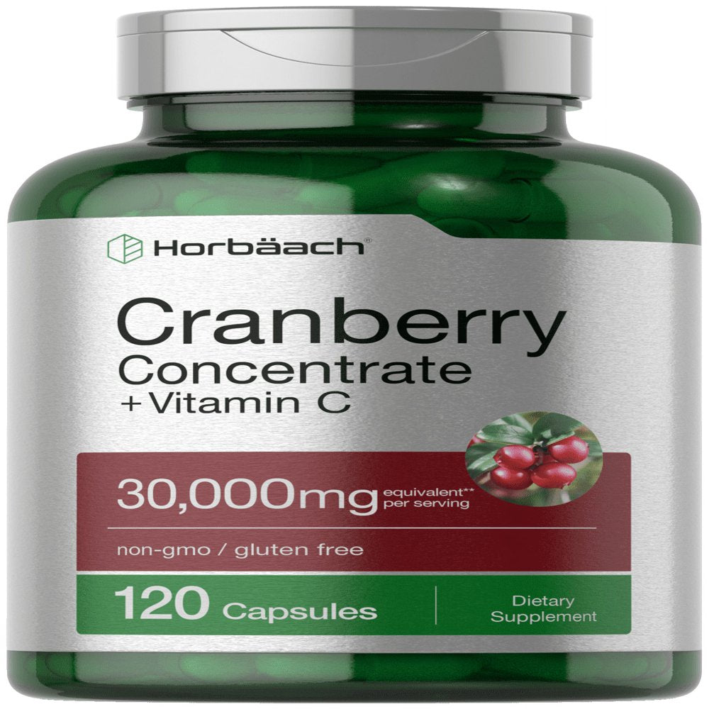 Cranberry + Vitamin C Capsules | 30,000Mg | 120 Count | by Horbaach