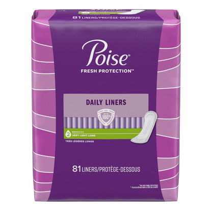 Poise Daily Incontinence Panty Liners, 2 Drop, Very Light Absorbency, Long, 81Ct