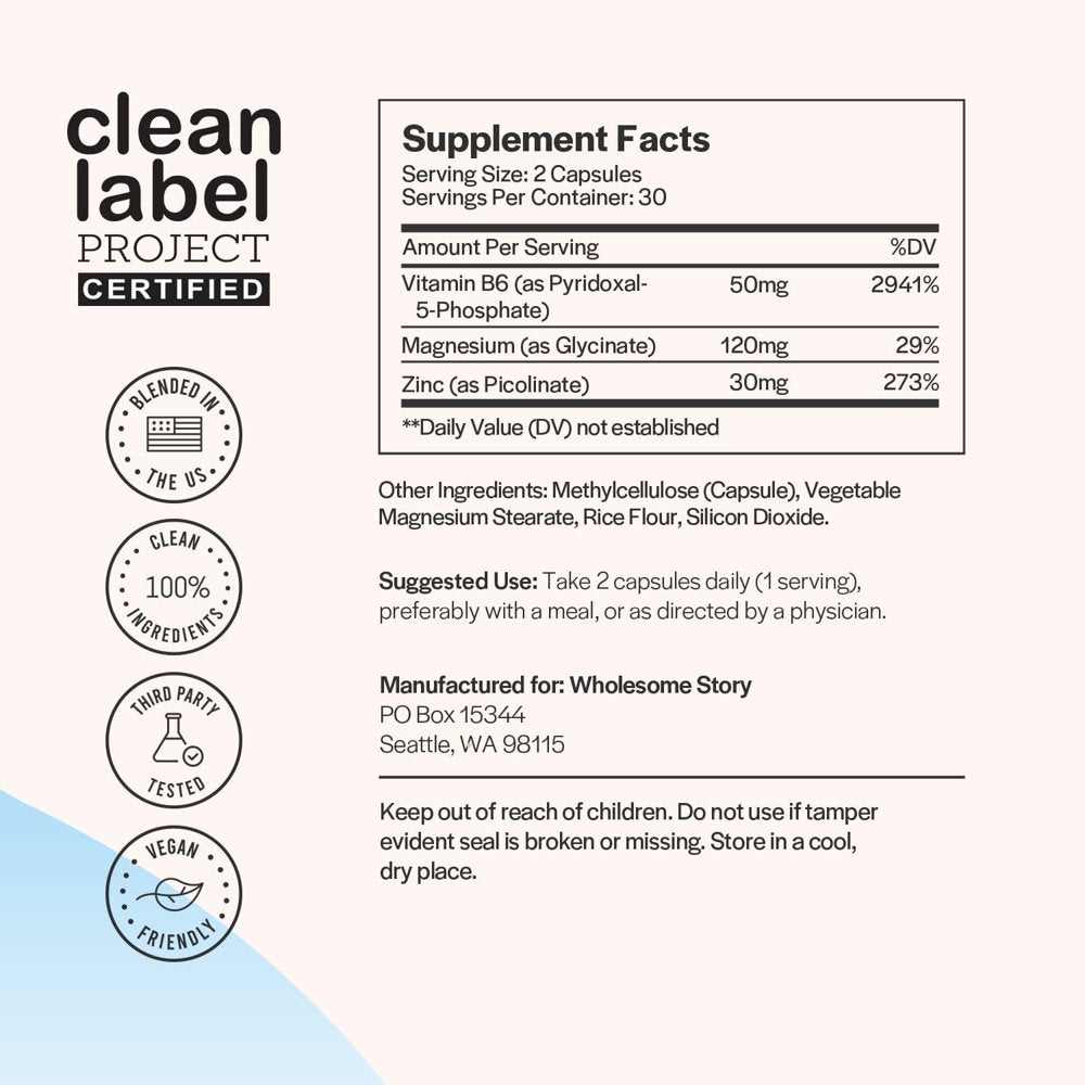 3-In-1 Zinc Picolinate Magnesium Glycinate Supplements with Vitamin B6 | Reproductive & Fertility Health, Hormone Balance, Immune System Support | PCOS Support | 60 Vegetarian Capsules