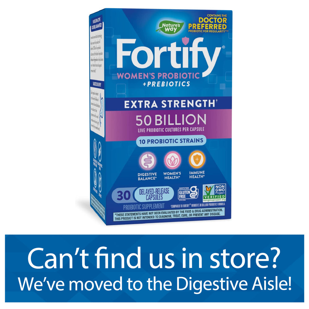 Fortify Women'S Extra Strength Probiotic Capsules, 50 Billion Live Probiotics, 30 Count