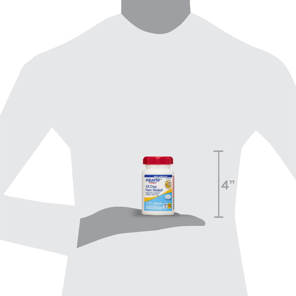 Equate All Day Pain Relief Naproxen Sodium Caplets, 220 Mg, 100 Count