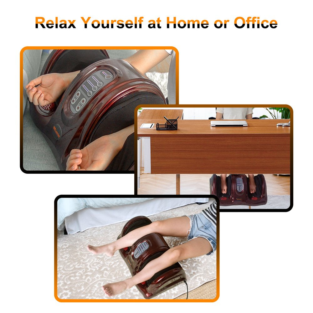 Electric Shiatsu Foot Massager with Remote for Pain Relief, Deep Kneading Rolling Feet and Calf Massager, Leg Circulation Machine for Plantar Fasciitis and Neuropathy, Men Women Gifts, Red