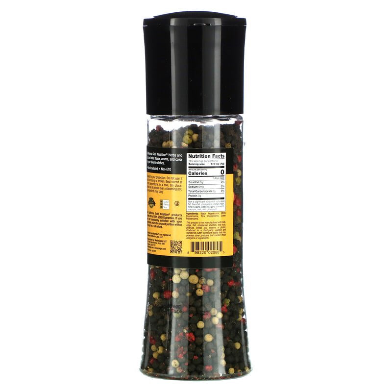 California Gold Nutrition, FOODS - Rainbow Peppercorn Grinder, 5.82 Oz Pack of 4
