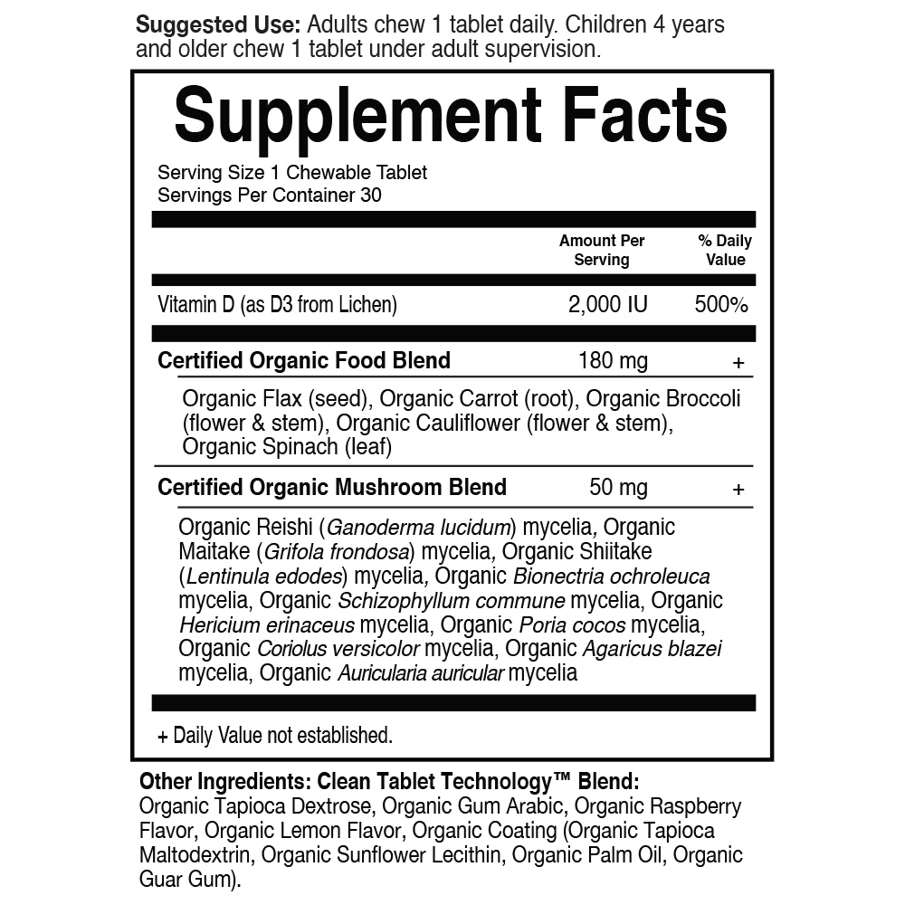 Garden of Life Mykind Organics 2000 IU Vegan D3, 30 Chewable Tablet