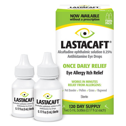 Lastacaft Once Daily Eye Allergy Itch Relief Drops, (2 Count) 120-Day Supply