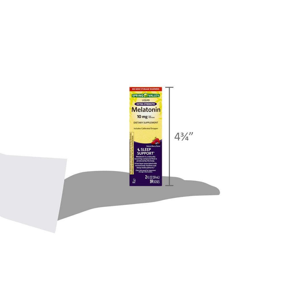 Spring Valley Liquid Melatonin Dietary Supplement, 10 Mg, 2 Fl Oz