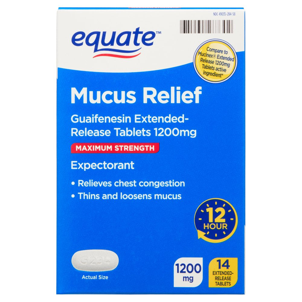Equate Maximum Strength Mucus Relief Expectorant, 14 Tablets
