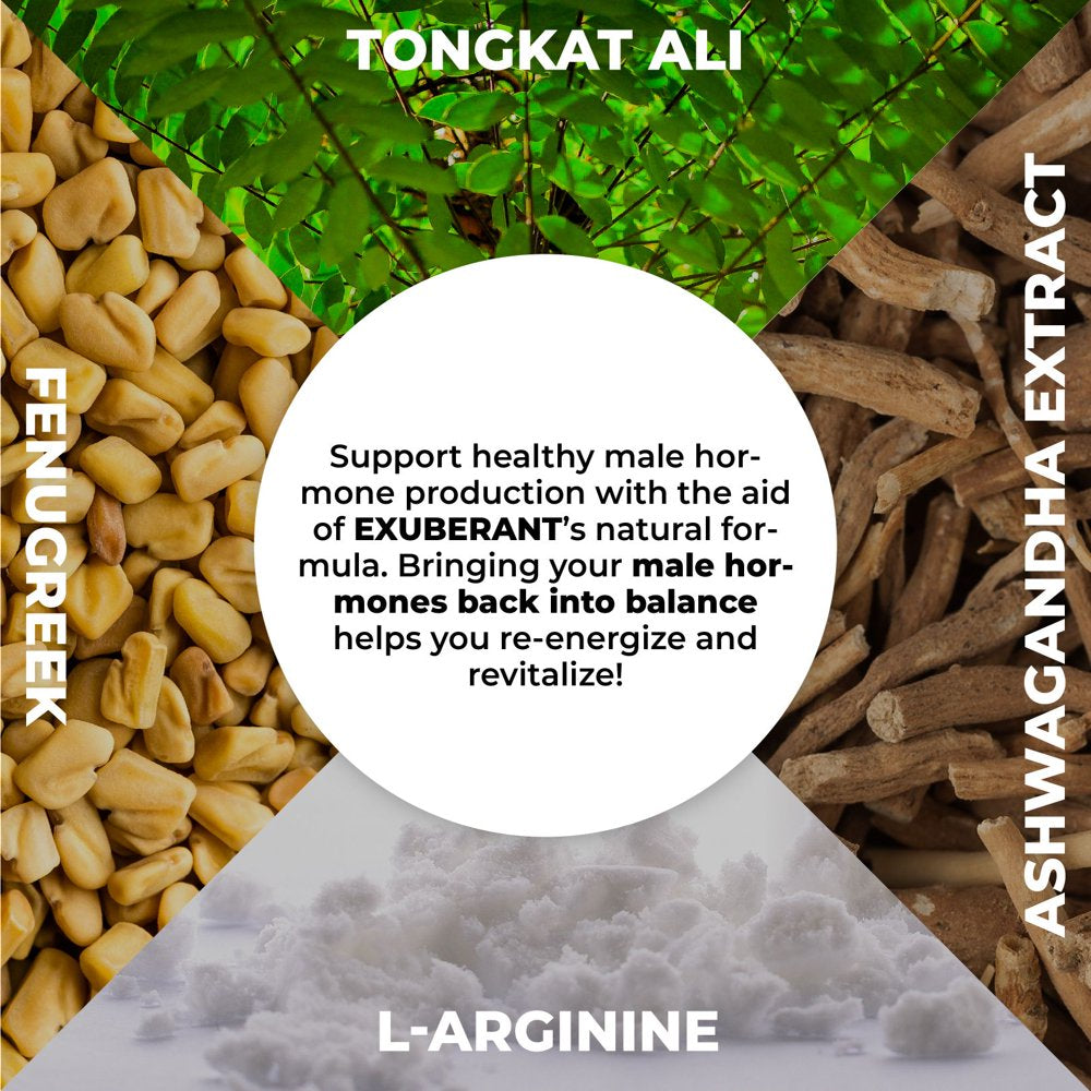 Exuberant Testosterone Booster for Men, Support Testo Level, Increase Energy, Promote Muscles, Bones and Mood by Purehealth Research