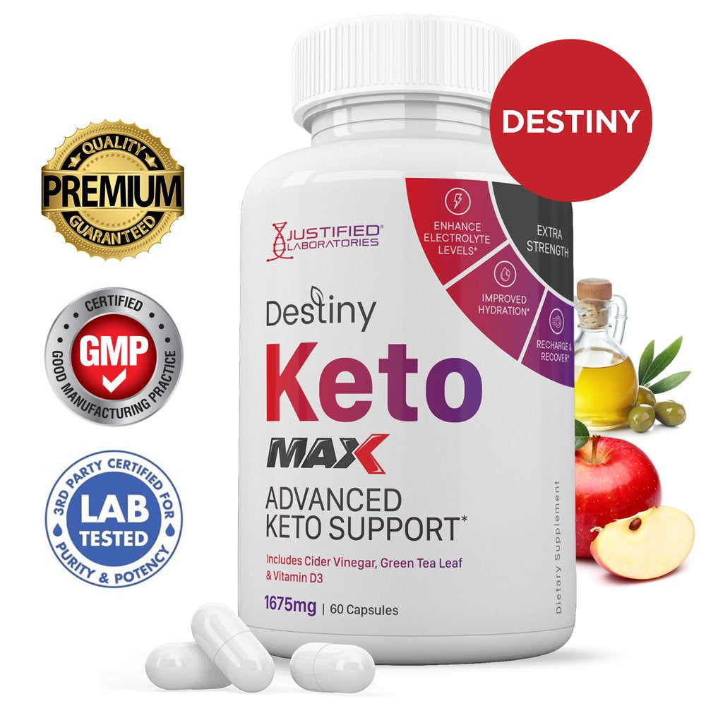 Destiny Keto ACV MAX Pills 1675Mg Alternative to Gummies Dietary Supplement 60 Capsules