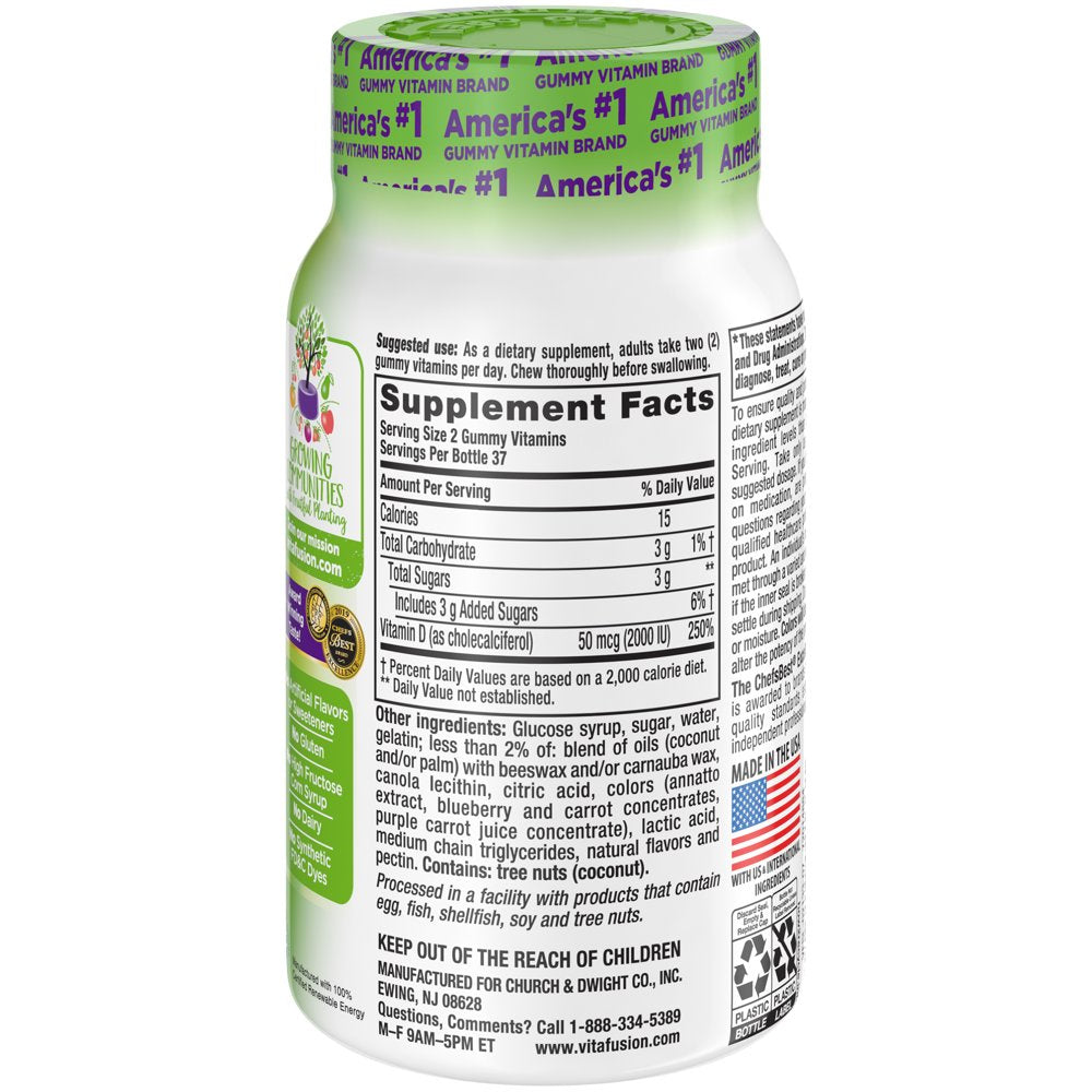 2 Pk Vitafusion Vitamin D3 2000 IU Gummy Adult Vitamins Dietary Supplement 75 Ea