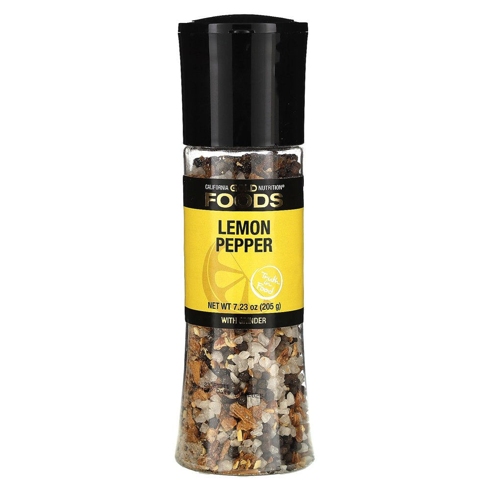 California Gold Nutrition FOODS - Lemon Pepper Salt Grinder, 7.23 Oz (205 G)