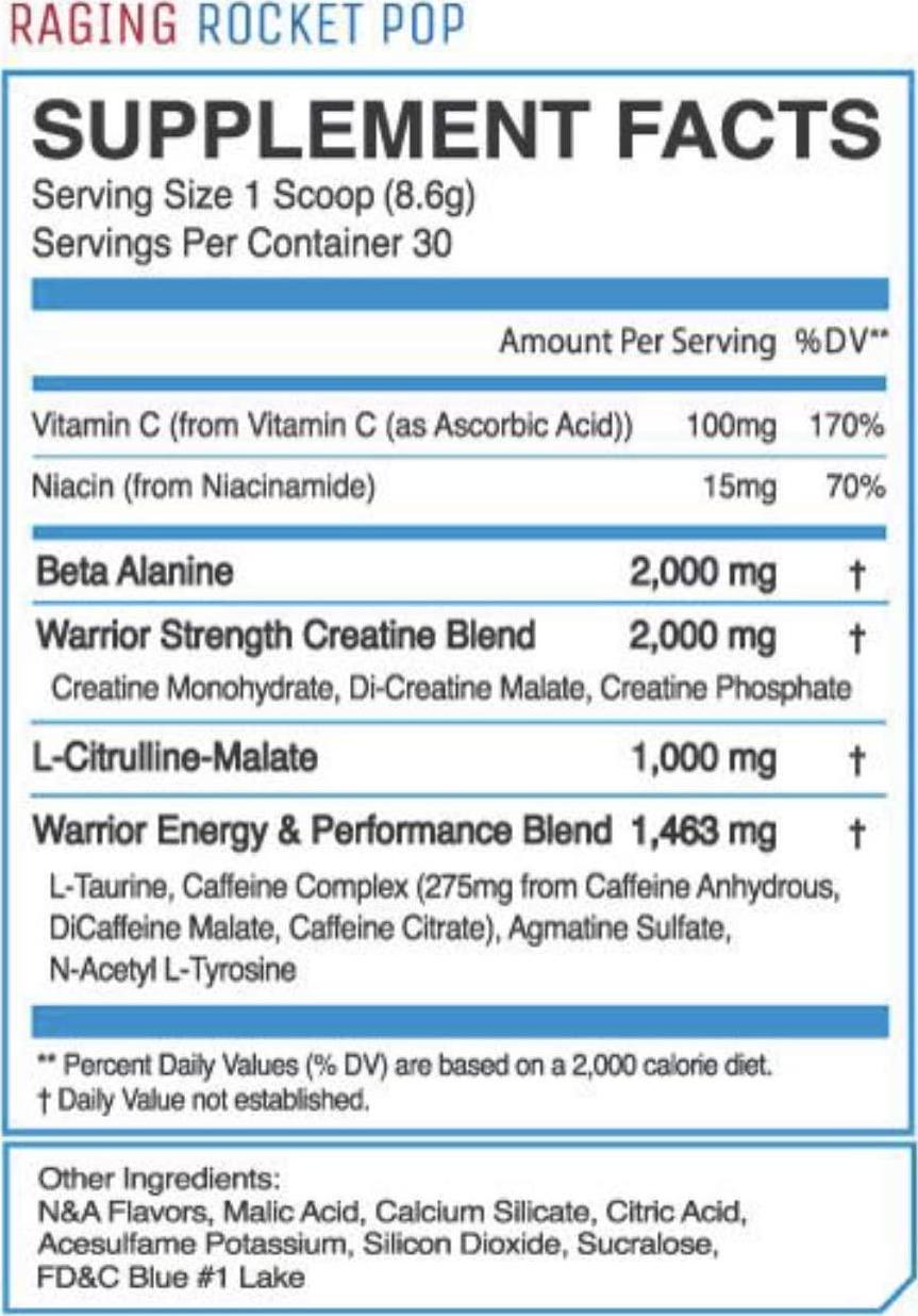 eFlow Nutrition ENRAGE Pre Workout Supplement with Creatine Beta Alanine Citrulline Agmatine Preworkout Powder to Boost Energy Pumps and Strength - 4 Flavors (Rocket Pop)